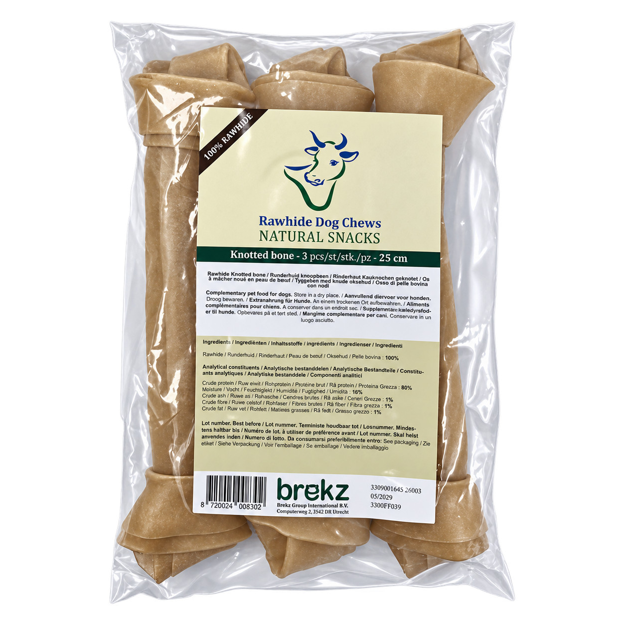 Os en peaux de buffle 25 cm pour chien