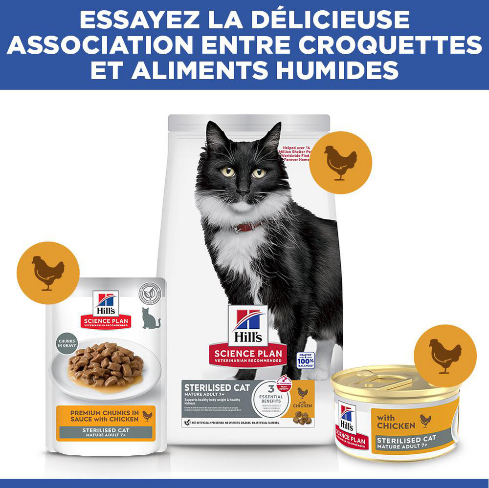 Hill's Mature Adult Sterilised Cat au poulet pâtée pour chat (mousse, boîte)