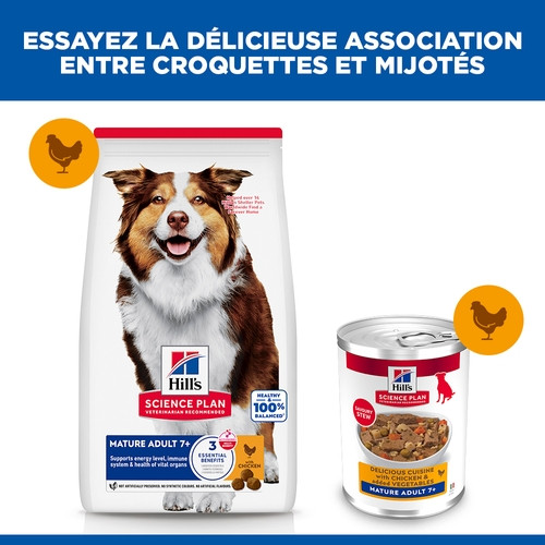 Hill's Mature Adult au poulet & aux légumes pâtée pour chien (mijoté, boîte)