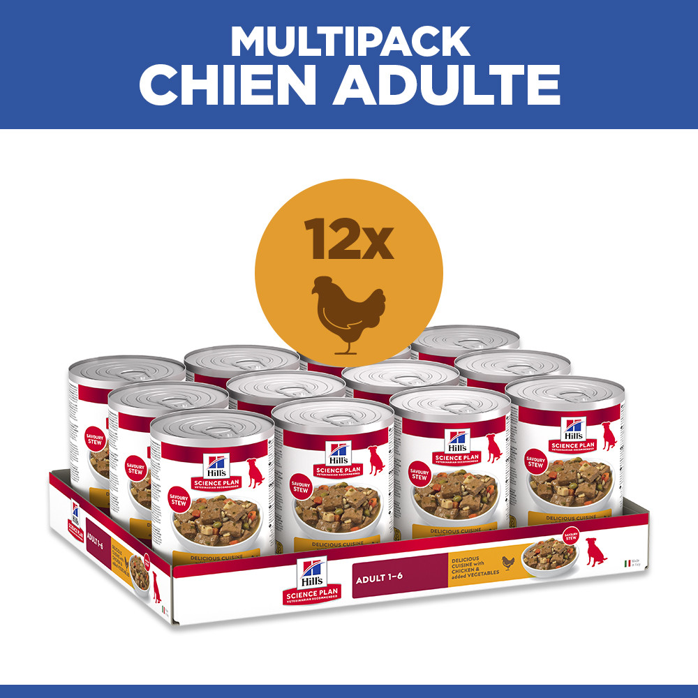 Hill's Adult au poulet & aux légumes pâtée pour chien (mijoté, boîte)