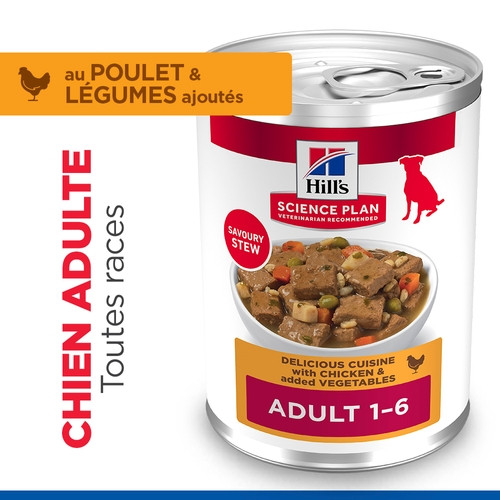 Hill's Adult au poulet & aux légumes pâtée pour chien (mijoté, boîte)