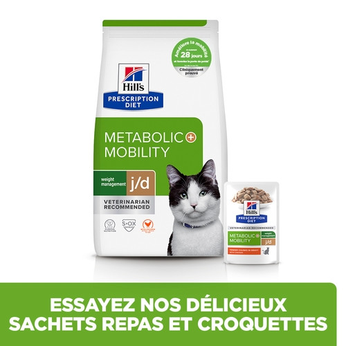 Hill's Prescription Diet J/D Weight Metabolic + Mobility sachet repas au poulet pour chat 
