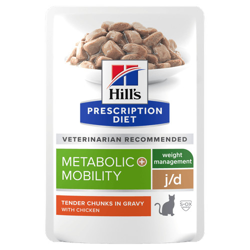 Hill's Prescription Diet J/D Weight Metabolic + Mobility sachet repas au poulet pour chat 