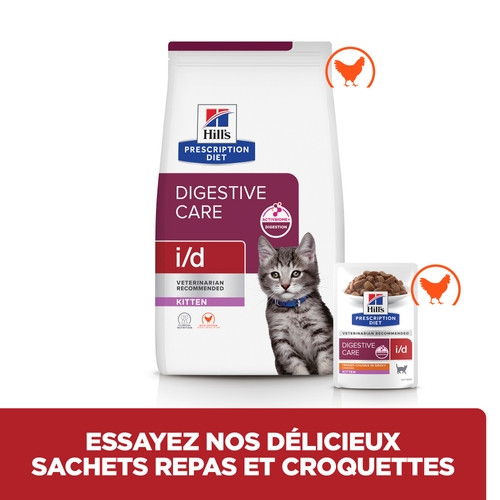 Hill's Prescription Diet Kitten I/D Digestive Care sachet repas au poulet pour chat 